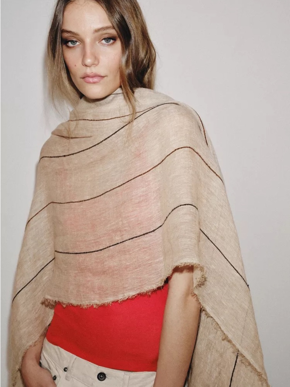 ❣️Price Firm❣️ ZARA 100% LINEN STRIPED SCARF